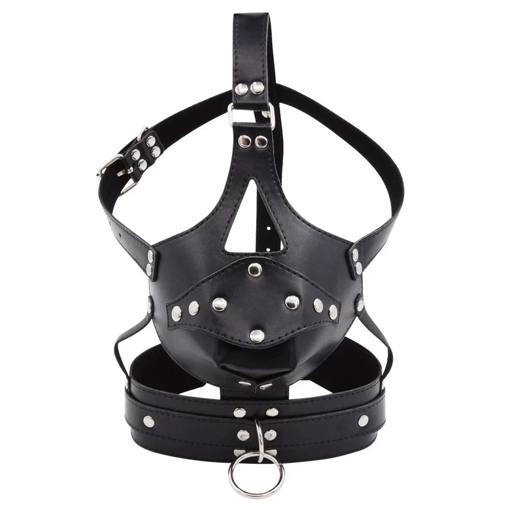 Bondage Black Hood Head Covering Mouth Plug Dildo Adult Products Headgear Sex Couples Other Sex Toys Couple Bondage