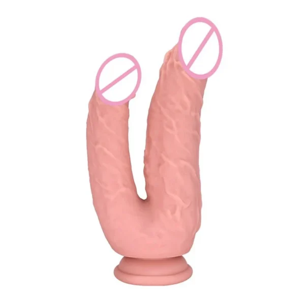 Double Head Huge Dildo Lesbian Vaginal Toys Big Penis Stimulation Double Penetration Silicone Dildo with Suction Cup