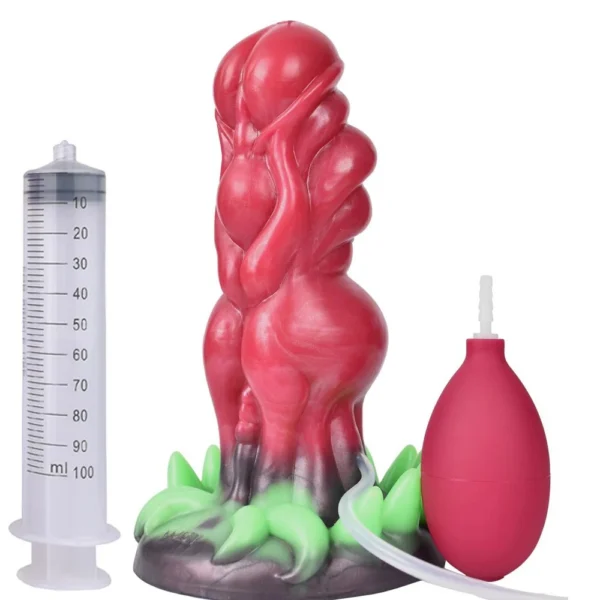 Fantasy Knot Ejaculation Dildo with Sucker Monster Squirting Penis Sex Toys Flexible Silicone for Female Males