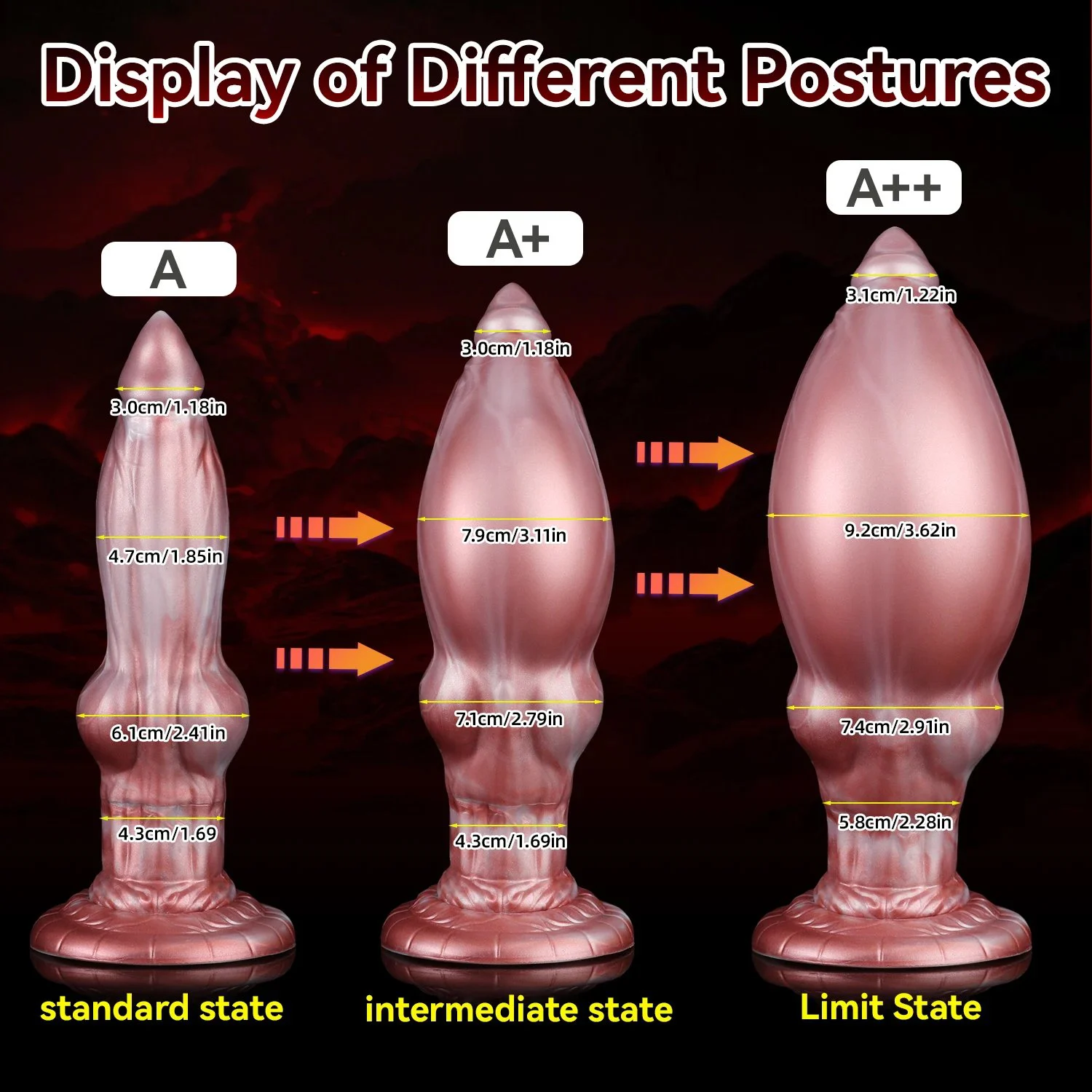 Detachable Inflatable Fantasy Dildo Inferno Guard Dog Suction Cup Design, Multi-Experience Medical Grade Silicone Adult Toy