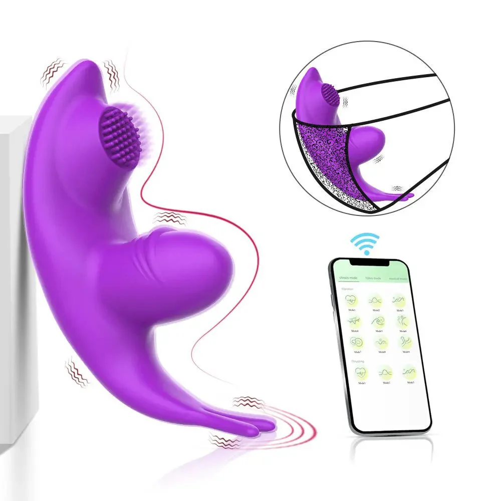 USB APP Controlled Woman's Vibrator G-Spot Clitoris Sucking Massager with Tongue-Licking Brush & Panty Vibrator Sex Toys