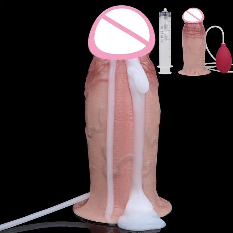 Ultra Thick Squirting Dildo With Strong Sucker Silicone Ejaculating Penis Sex Toy for Men Women Butt Expansion Masturbator