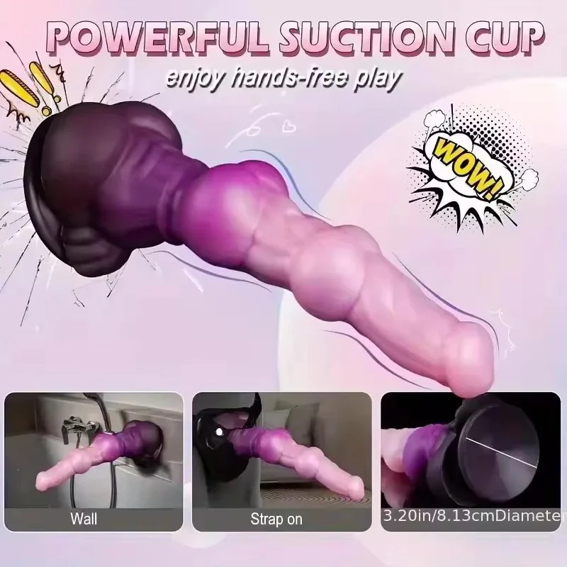 Thick Animal Soft Eco-Friendly Waterproof IPX6 Silicone Dildos Alien Fantasy G-Spot Stimulation Knotted Suction