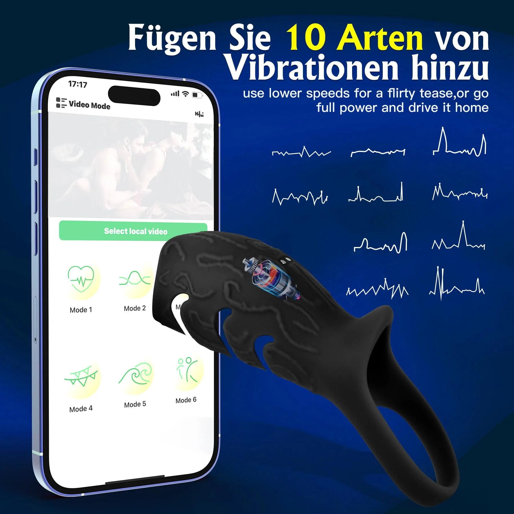 Vibrating Penis Sleeve Cock Ring Vibrator Silicone Soft Material for Male Adult Toy Penis Enlarger Stretcher G-Spot