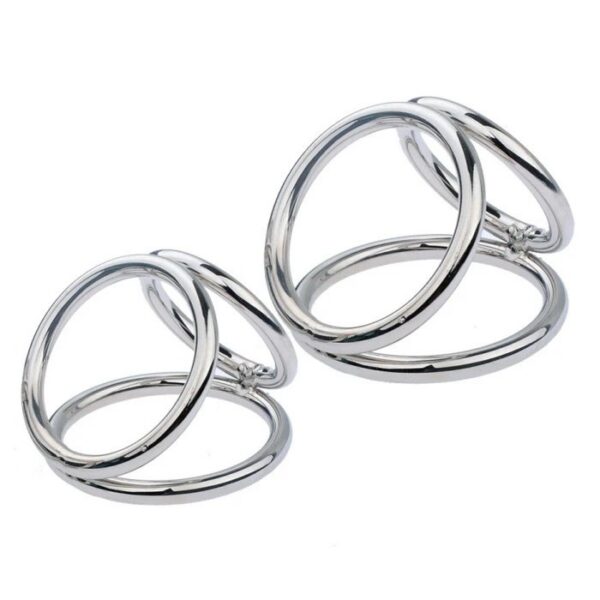 SM Adult Sex Toys Metal Triple Cock Ring for Men Locking Penis Ring Delay Ejaculation Feature