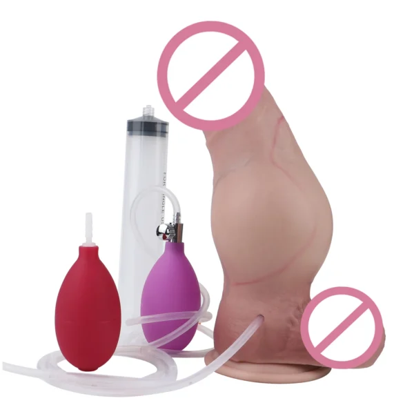 Inflatable Dildo for Couples Stretchable Sex Toy Made of Liquid Silicone RealisticInflatable Ejaculating Dildo for Couples