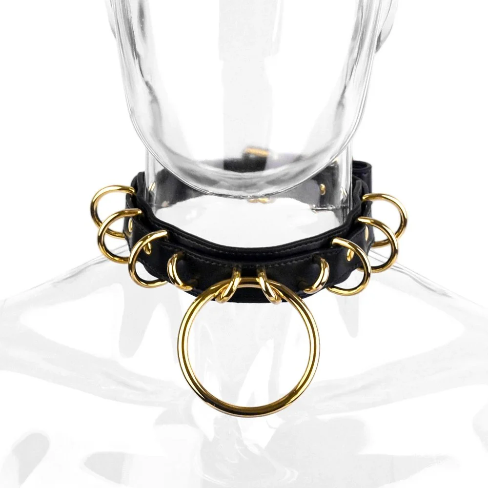 Luxury Bdsm Collar Leather Bondage Sub Collar O-ring,Bondage Collar with Single Ring,Leather Adjustable Bondage