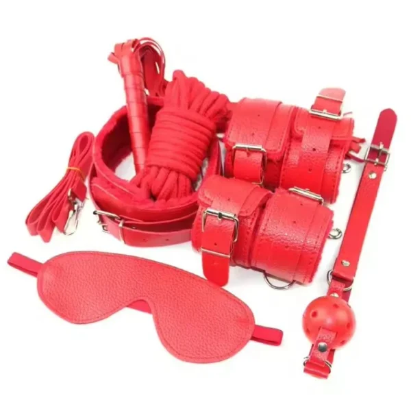 Gag Whips Cuffs Nipple Clamp Products 7 Pcs Set Sex Toys Bdsm Sexy Bondage Lingerie