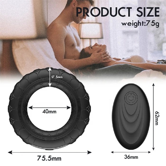 10 Frequency Silicone Adult Sex Toys Vibrating Cock Ring with Remote Control for Delay Ejaculation Penis Rings Product