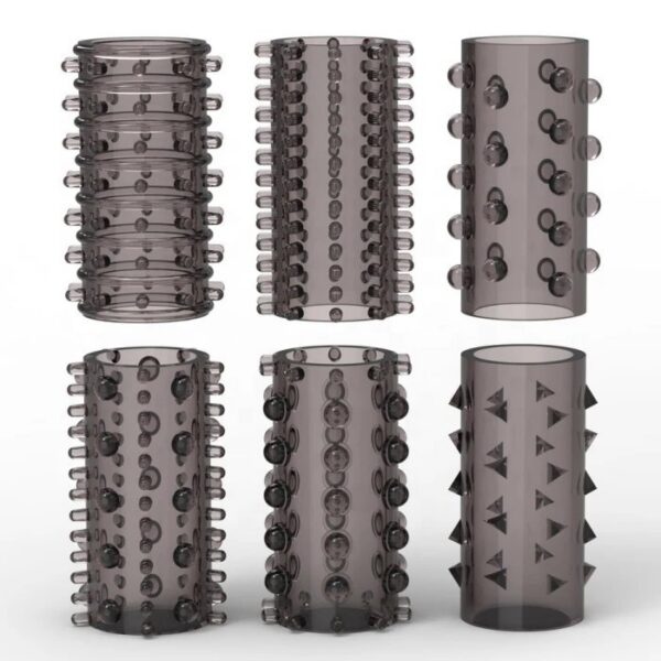 6pcs Set Men's Delay Ejaculation Cock Ring Sex Toys TPE and Silicone Penis Rings and Condoms Sleeve for Adults