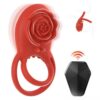Magnetic USB Waterproof 8 Vibration Modes Rose Shaped Vibrating Cock Ring With Rose Clitoral Stimulator