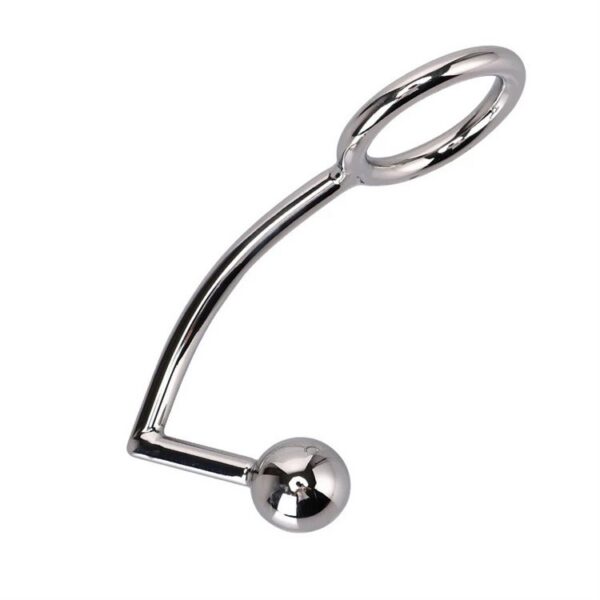 Erotic Sex Toys Metal Anal Hook Stainless Steel Cock Ring With Anal Ball