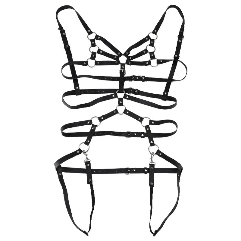 Mens Soft Leather Adult Sex Toys Flirting Harness Clothes with Sex Leather Collars
