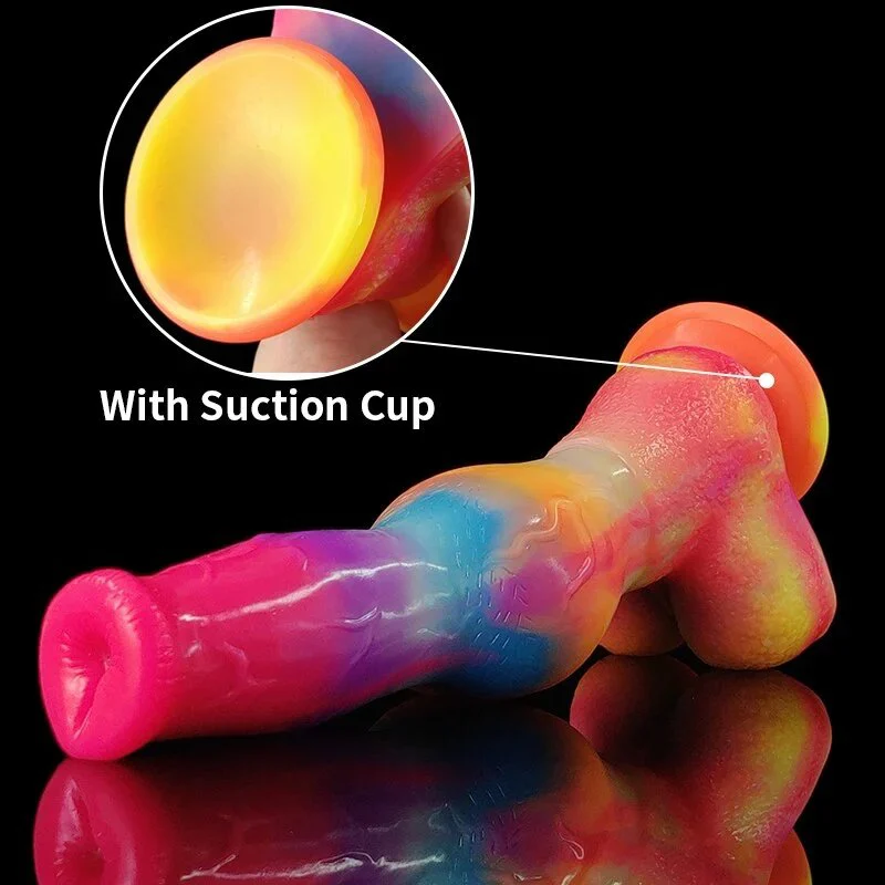 Trend Glow in the Dark 26cm Fantasy Dildo Animal Dog Penis Knot Big Dildo