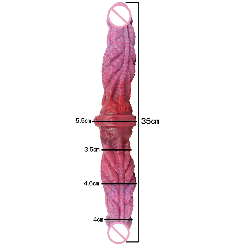 Female Sexual Toy Rubber Penis Fantastic Double Head Animal Dildo for Lesbian