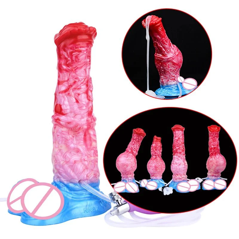 Horse Dildo Squirt Adult Sex Toys Ejaculating Butt Plug with Enema Inflatable Dildo Thick Knot Anal Stimulator for Men Gay
