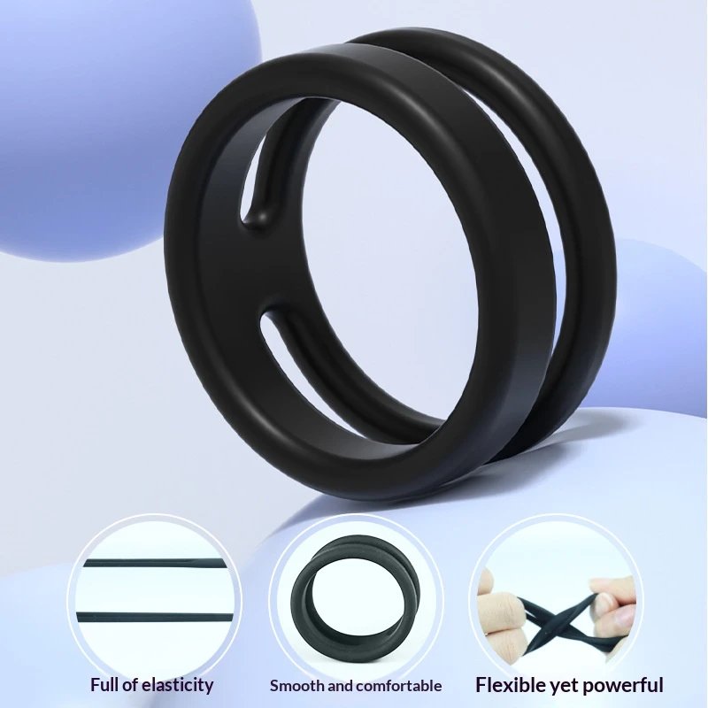 Men's Delayed Ejaculation Silicone Sleeve Double Ring Physical Locking Decorations