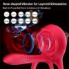 Design Couple Sex Toys 4 in 1 Vibrating Cock Ring Penis Sleeve with Rose Clitoris Stimulating