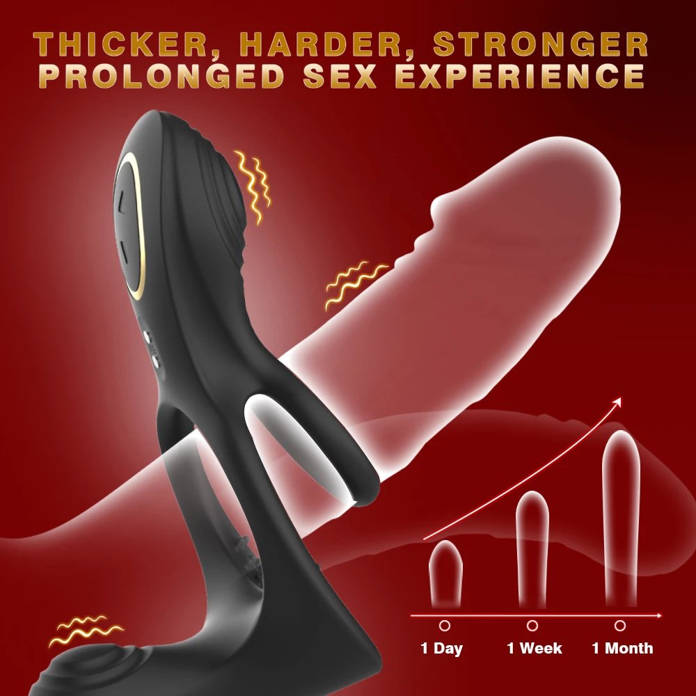 Double-Ring Vibration Lock for Couples TPE Resonance Delay Perineum for Egg Massage Sex Products