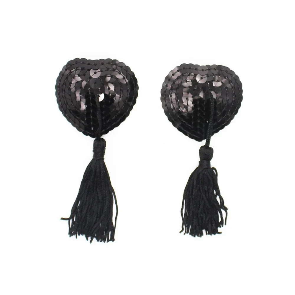 Tasseled Heart-shaped Nipple Sticker Sexy Sequin Props Chest Stickers Adult Device Toys Sex Product