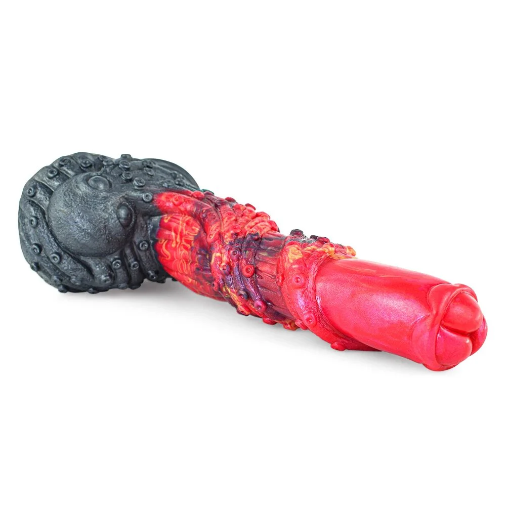 Fire Dragon Color Dildo with Sucker Soft Rubber Huge Cock Penis Colorful Animal Dildos for Adult Women
