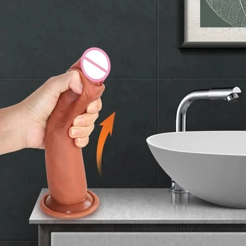 Liquid Silicone Stimulation Dildo Large Penis Female Sex Toys Huge Sliding Skin Realistic Dildo for Women Pussy Masturbation