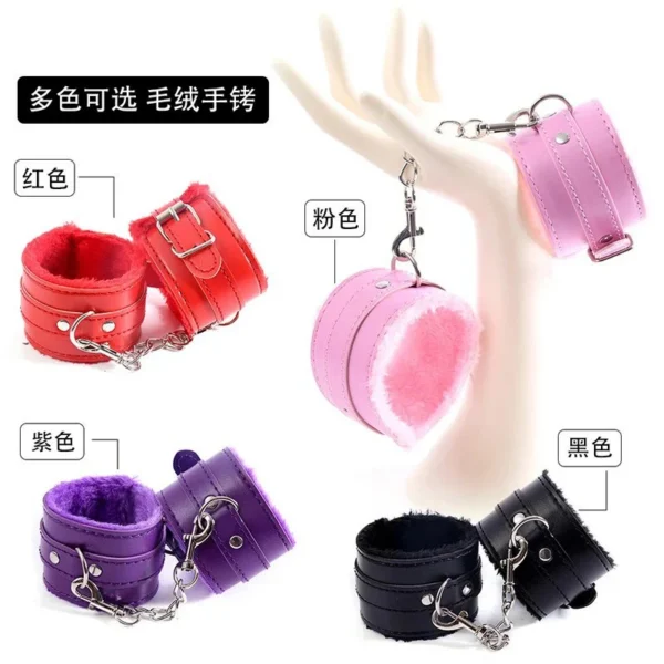 Rainbow Leather Cross Buckle Handcuffs Ankle Cuffs Bondage Cross Cuffs Restraints Straps Erotic