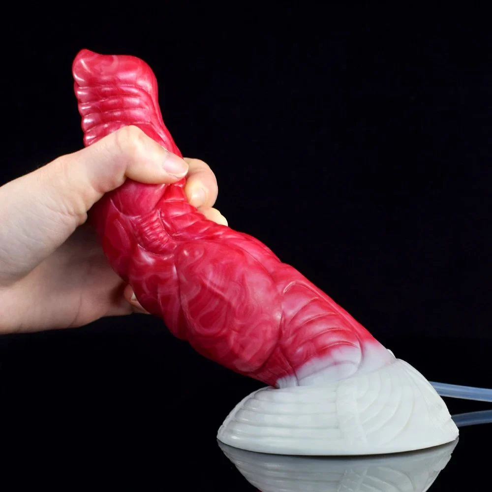 Ejaculation Dog Dildo with Suction Cup 4 Knots Scale Animal Squirting Penis Fantasy Dick Masturbation Butt Plug Sex Toy