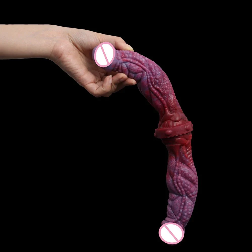 Female Sexual Toy Rubber Penis Fantastic Double Head Animal Dildo for Lesbian