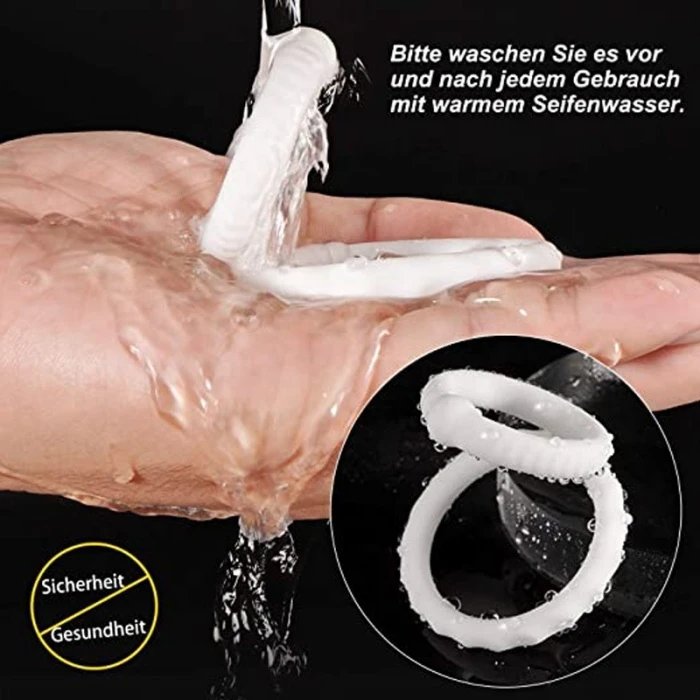 Silicone Male Double Cock Ring Stretchable Sex Toys for Men With Delay Ejaculation Function Vibrating Penis Rings