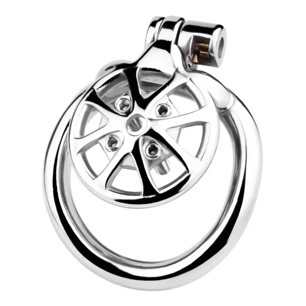 stainless steel off-road wheel shaped chastity cage hollow breathable skin-friendly safe With catheter SM sex toy for man