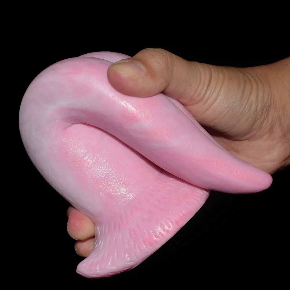Imitated Human pink Tongue Nip Head Vagina G-spot Anal Dildo Silicone Rubber Penis for Women Masturbators