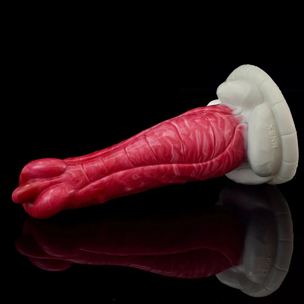 Rubber Penis for Female with Red Color Suction Cup Silicon Monster Dildo for Beginner
