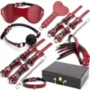Sex Toys Props Crocodile Pattern 7-Piece Set Handcuffs Shackles Ball Whip Chain Collar Toolbox Packaging Adult Fun Toys