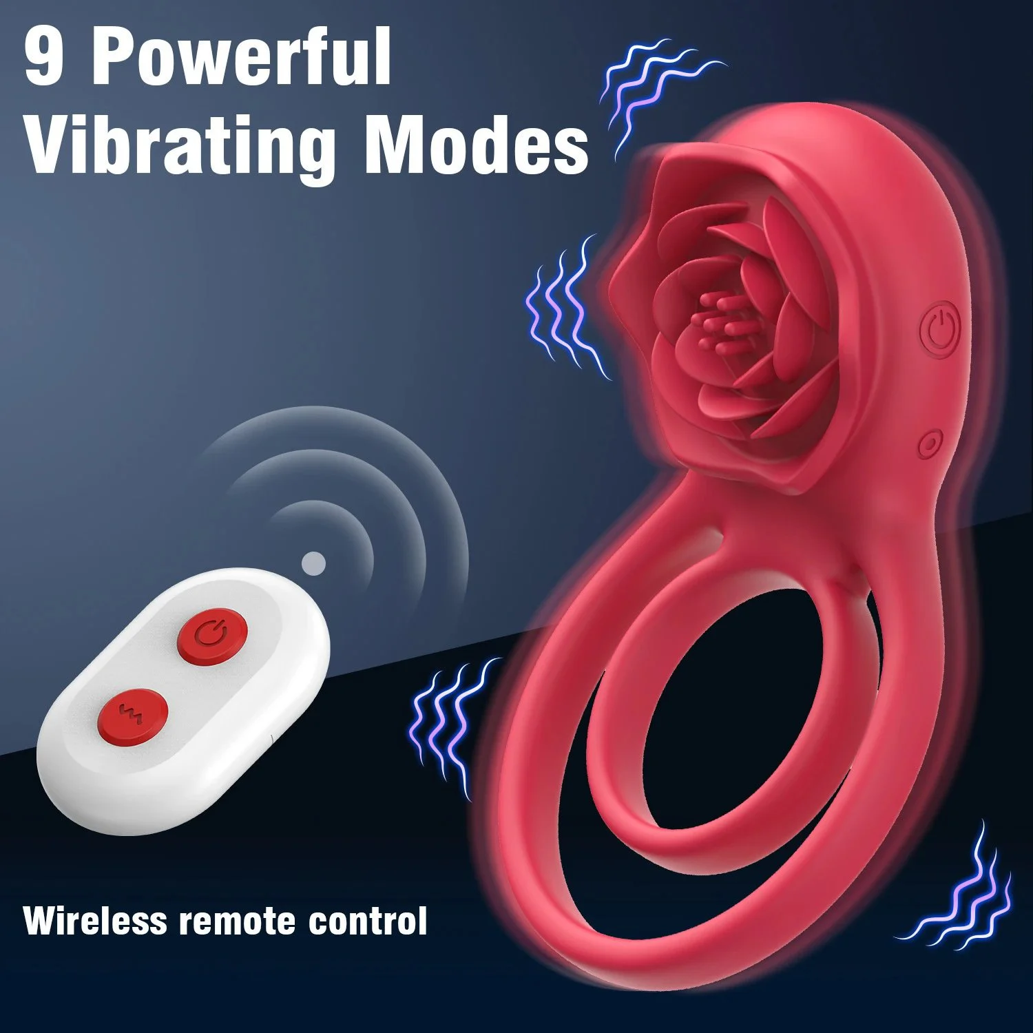 Couple Sex Toys Rose Remote Control Vibrating Men Penis Cock Ring Clitoral Stimulator