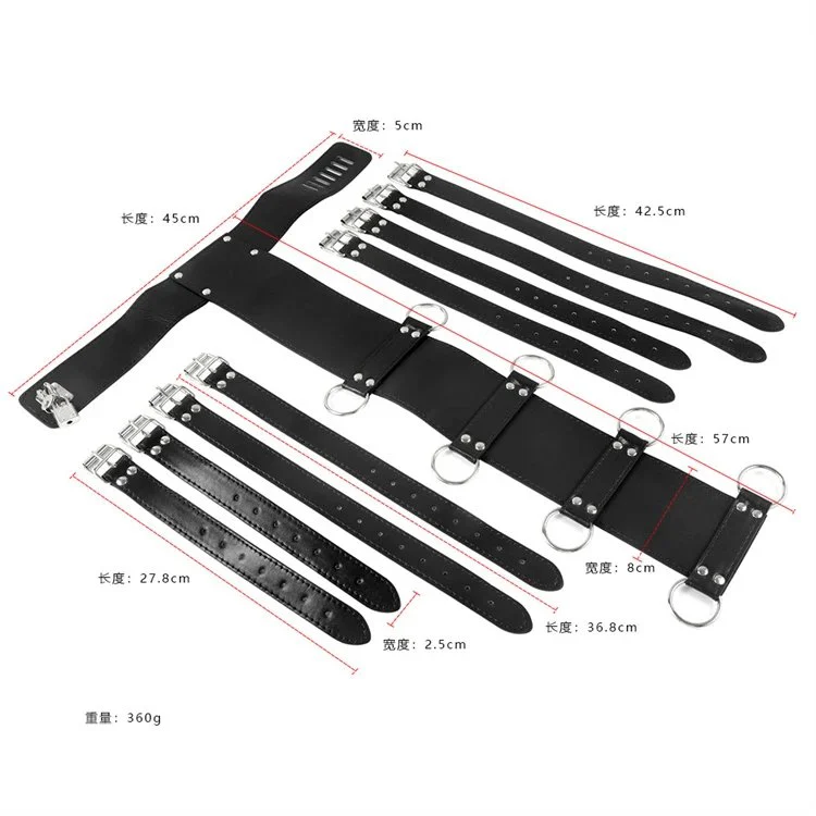 Bondage Set Erotic Sex Toys PU Leather Adjustable Back Hand Collar Handcuffs Female