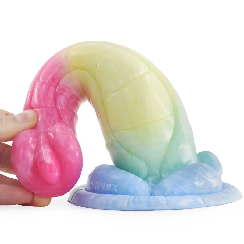 Rubber Penis for Female with Red Color Suction Cup Silicon Monster Dildo for Beginner