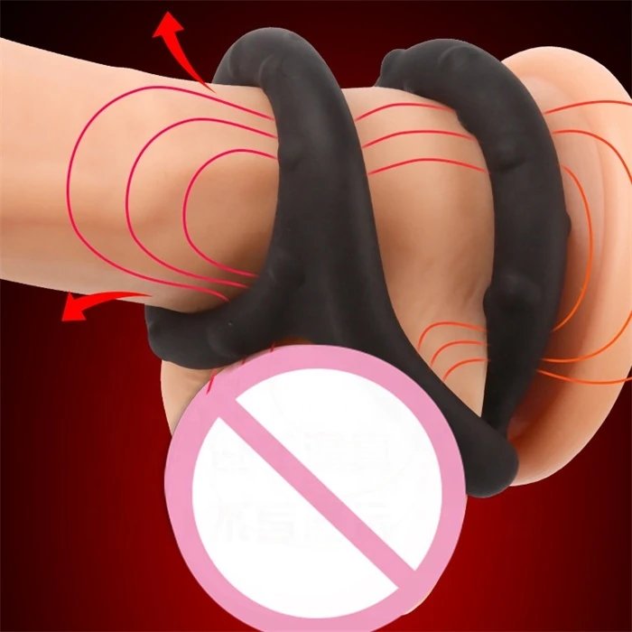 Silicone Penis Ring for Men Stretchable and Soft Features Vibrating Delay Ejaculation Adult Sex Product
