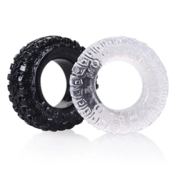 2pcs Men's Adult Stretchable Soft TPE Cock Ring for Stay Hard Penis Toys Male Tire Inspired Tyre Cock Ring for Sex Pleasure