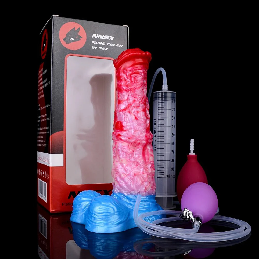 Inflatable Fantasy Dildo with Lubricant Spray Swelling Knot Effect Sissy Training Sex Toy