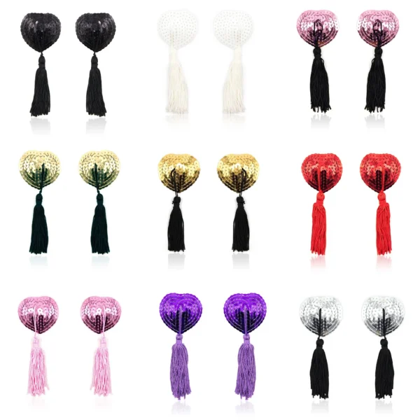 Tasseled Heart-shaped Nipple Sticker Sexy Sequin Props Chest Stickers Adult Device Toys Sex Product