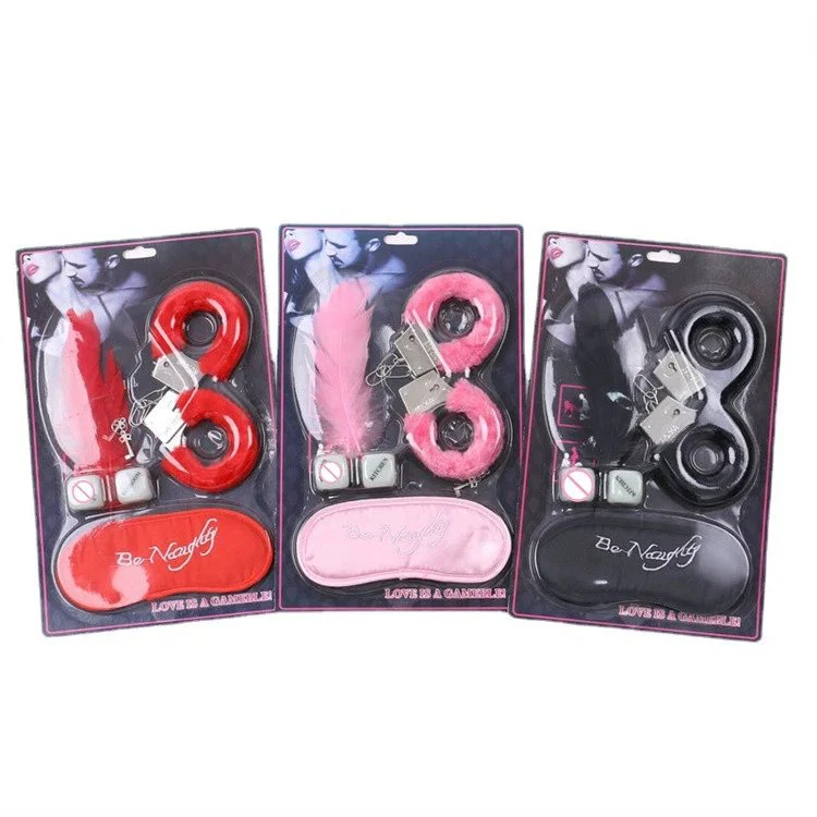 Sexy Furry Feather Flirting Tickler Sexy Dice Game Blindfold and Handcuffs Sex Toys for Couples Bondage Set