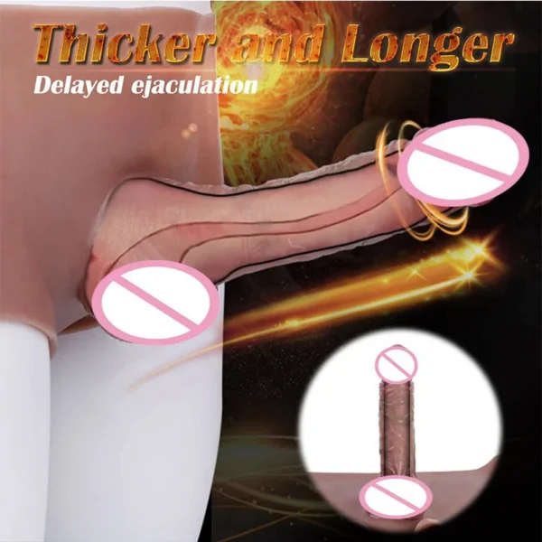 Boxer Briefs with Dildo Penis Sleeve Strap on Dildo Wearing Pants Pull Pants Simulation Penis Enlarger Extender for Men