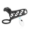 Silicone Cock Sleeve Vibrator with 9 Frequencies Remote Control Adult Enlarger Sex Toys Featuring Penis Rings
