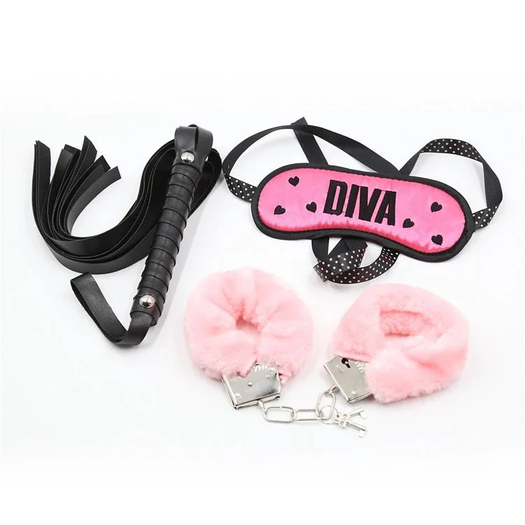 Whips Leather Sex Adult Toy Sexy Eye Mask Handcuffs Kits Plush Sex Bondage Set