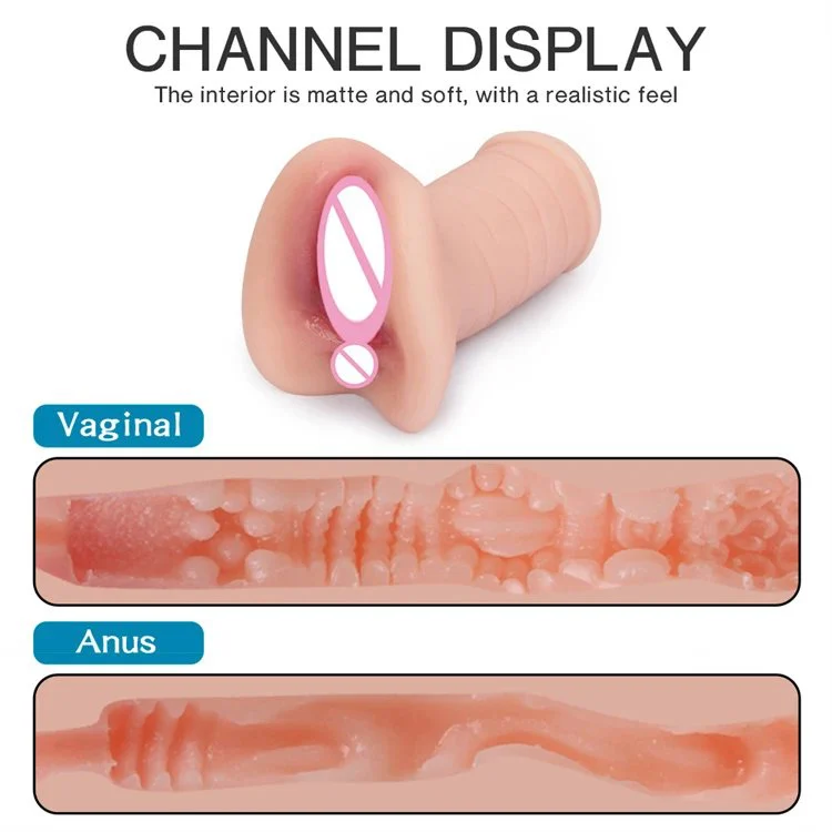 Soft TPE Double Masturbator Channel Real Vagina Pocket Pussy Anus Male Masturbation Cup Sex Toys