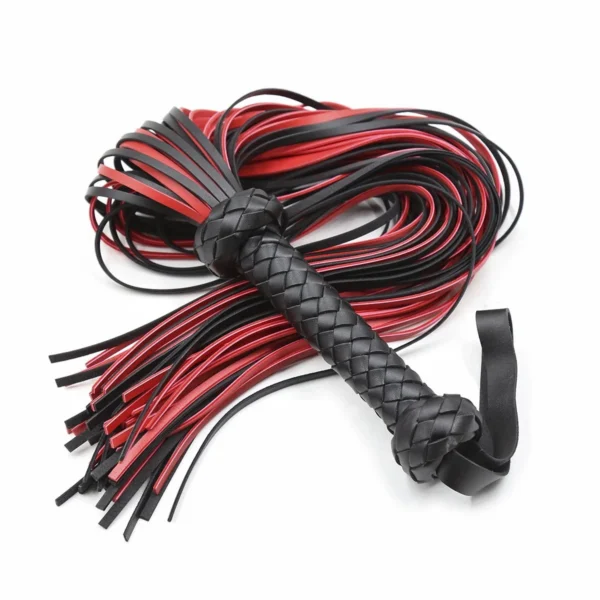 Bondage Whip Braided Handle PU Leather Whip Bright Leather Fun Handle Tune Game Queen Adult Sex Toys