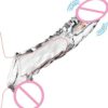 Men's Reusable Cock Ring Vibrating Penis Sleeve for Sexual Enhancement Cock Enlarger Condom Sleeve
