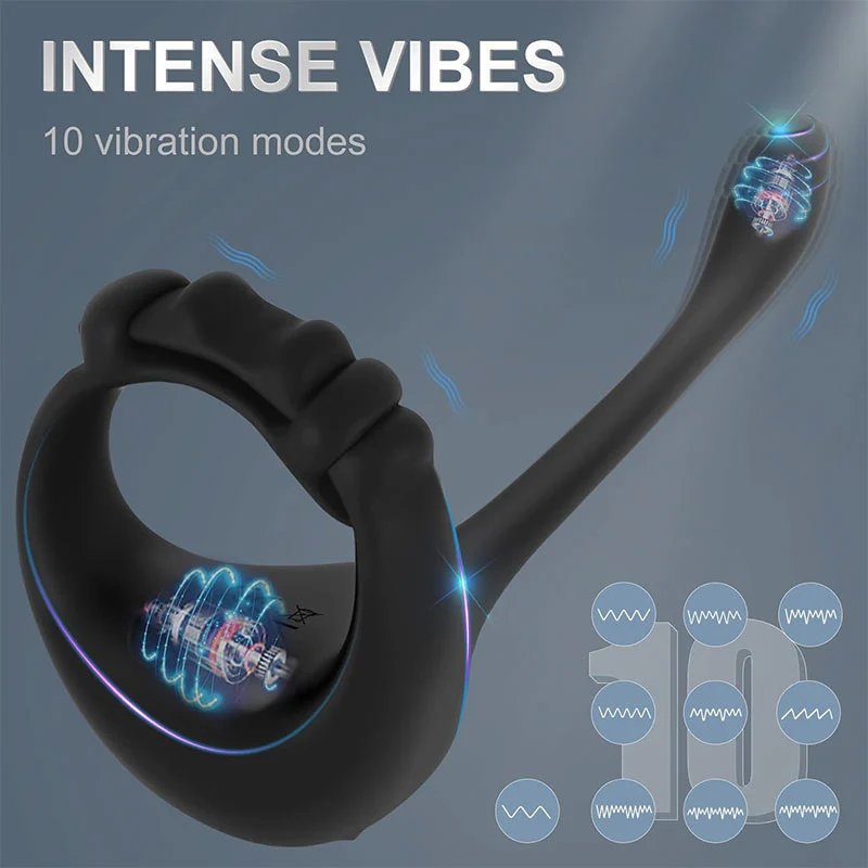 Male Homosexual Masturbation with Silicone Soft Penile Ring and Anal Plug Vibrator