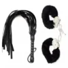 Sex Toys for Couples Game Leather Flogger Spanking Whip Sexy Soft Steel Fuzzy Furry Handcuffs